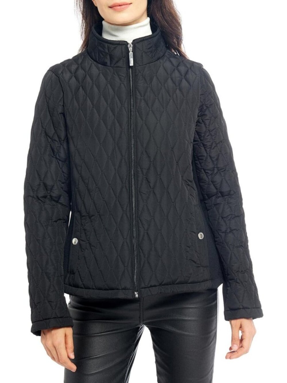 Lightweight Diamond Quilted Jacket for Women, Padded Coat with Pockets, Plus